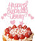 EKAM Personalised Happy Birthday Cake Topper, Customised with Any Age Name Party Cake Decoration, Glitter Card Cake Topper With Heart Star Cup Cake Toppers - 9Pcs (Prime, Light Pink)