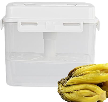 Contenedor de pepinillos – Caja hermética de 4/5 L, contenedor de fermentación | 4 recipientes de fermentación de bloqueo lateral con asa y tapa, contenedor de almacenamiento de fermentación