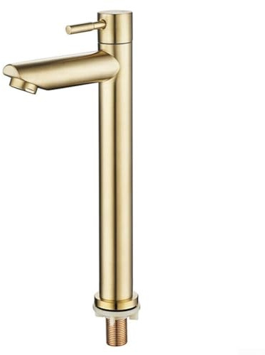 Rubinetto miscelatore per lavabo da bagno, in acciaio inossidabile 304 e ottone, monocomando per lavabo alto, vintage spazzolato oro (L)