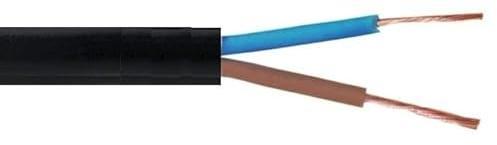 WCC® 3182Y Round 2 Core Flexible PVC Cable, 0.75MM 1MM 1.5MM Black Copper Flex - Ideal for AC or DC Devices - Basec Approved - All Lengths and Sizes (5 Meters, 1.5mm)