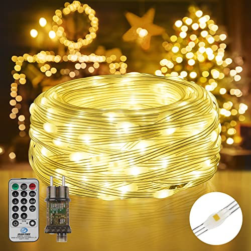 Lichterkette aussen 10M, 100LED 8Modi Lichterkette Weihnachtsbaum IP67 Wetterfest Weihnachtsbeleuchtung warmweiß lichterkette kinderzimmer Dekoration halloween