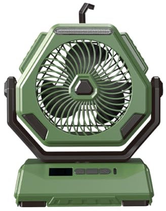Osmond Ventilador de Camping Ventilador Oscilante de Techo Aire Acondicionado Portátil con Iluminación ArmyGreen