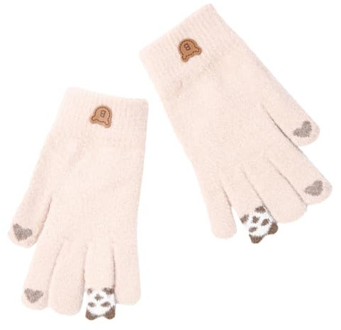 SOIMISS 1 Paar Panda-Handschuhe für Damen Mädchen Winterhandschuhe Fäustlinge stricken Fäustlinge Kinder Damenhandschuhe thermohandschuhe thermal gloves warme Handschuhe Baumwolle Beige