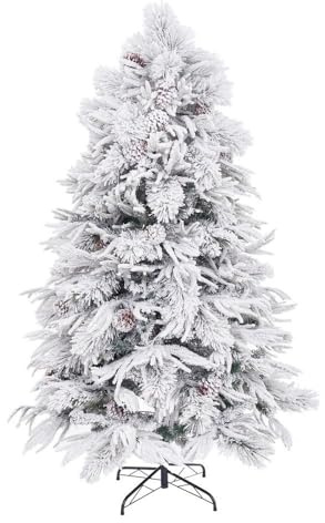 Árbol de Navidad artificial nevado verde y blanco desmontable de 240 cm | Gran tamaño y frondosidad con 968 ramas ignífugas. Destaca en estancias amplias creando un ambiente navideño muy seguro.