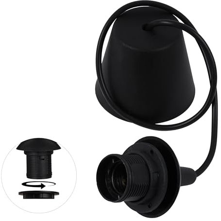 Light-Home Hängelampe Minimalistisch – Hängeleuchte Industrial - Lampenaufhängung ohne Lampenschirm und ohne Glühbirne - Pendelleuchte mit Lampenfassung E27 - Schwarz - Pilz ⌀ 9 cm