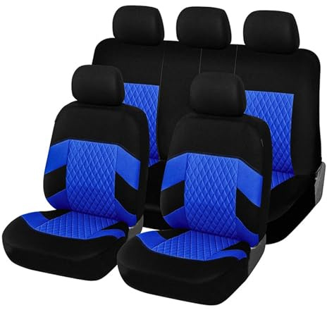 Valcla Auto Sitzbezüge für Hyundai i10 i-10/i10 N Line 2000-2023 2024, Stoff Sitzbezug Schonbezüge Sets Vorne Hinten Atmungsaktiv Rutschfester, Auto Sitzkissenschutz Zubehör,B Blue