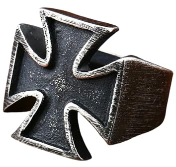 Sumpgle Vintage Stainless Steel Iron Cross Ring Antique Black Style Men's Ring