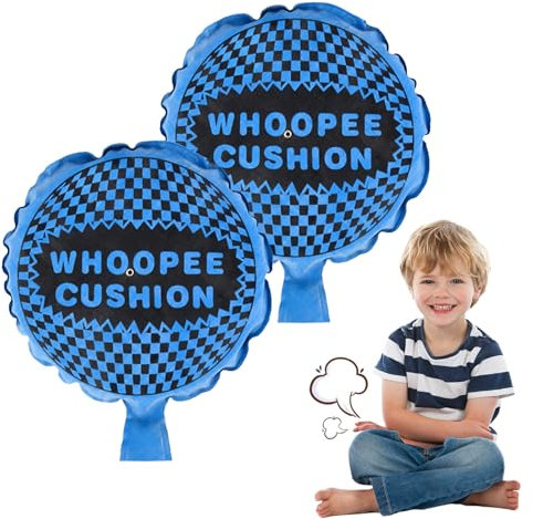Pluvyze 2 Stück Pupskissen Furzkissen Groß Laut, Selbstaufblasend Cushion Pupskissen, Lustige Whoopee Cushion, Streich Requisiten, Partyspielzeug für Erwachsene und Kinder (Blau 10.5 cm)