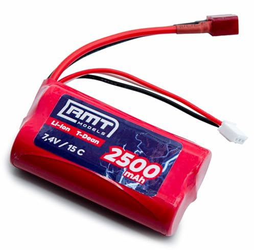 RMT models Batterie de rechange Li-ion 2500 mAh 7,4 V 15 C T-Dean | Batterie 2S | JST-XH Balancer | RC voiture bateau avion drone modélisme | 67 x 36 x 19 mm | 90 g | Batterie de rechange à courant