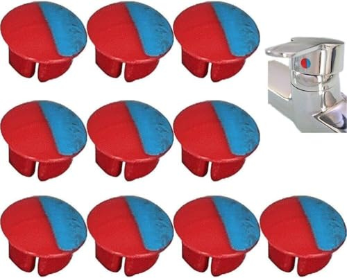 10 Pcs/Set Hot/cold Indicator for Faucets Universal Hot and Cold Signs Buttons for Kitchen Bathroom Sinks Faucets Safety Signs
