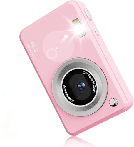 Digitalkamera FHD 1080p, 48MP Fotokamera 16X Digitalzoom Kamera, Mit 1300 mAh Akku, 2,4 LCD Bildschirm, Kinder Digitalkamera/Kinderkamera Kinder.
