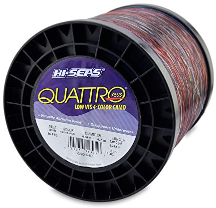 Hi-Seas Quattro Monofile Schnur, 36,2 kg getestet, 0,90 mm Durchmesser, 4-farbiges Camo, 2743 m