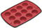 MasterClass Smart Silicone Mini Muffin Tray with 12 Holes, Oven Safe LFGB Grade Silicone, 29 x 20 cm, Red/Black