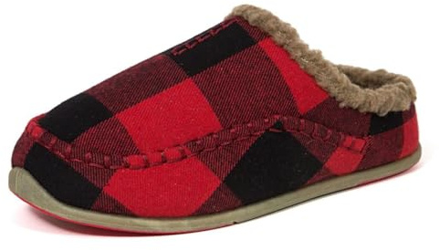 Deer Stags Unisex Nordic Fabric Slipper / Red/Black Plaid / Men's 9 US / Wide