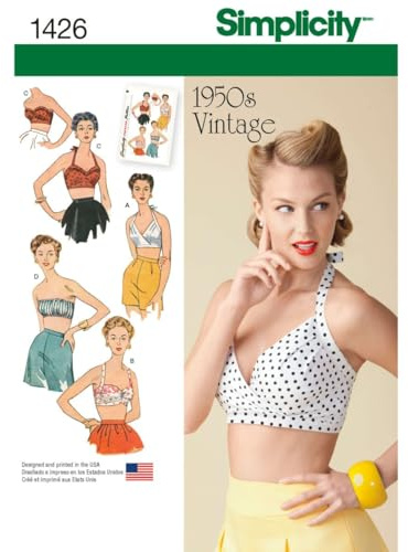 Simplicity Sewing Pattern 1426: Misses' Vintage 1950's Bra Tops, Size, Paper, White, R5 (14-16-18-20-22)