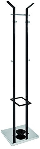 HAKU Möbel Garderobenständer Chrom, schwarz, Metall - Maße: B 37 cm x H 181 cm x T 37 cm, Style: Modern