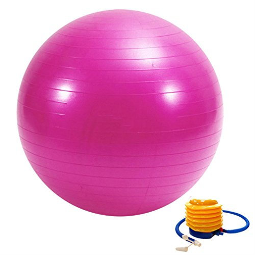 TNP Accessories EXERCISE GYM YOGA SWISS BALL FITNESS PREGNANCY BIRTHING ANTI BURST BALLS 55CM / 65CM / 85CM + FOOT PUMP (Pink, 65cm)