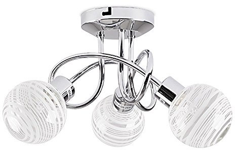 MiniSun | Modern 3 Way Polished Chrome Ceiling Light with Clear and Frosted Glass Globe Shades | Pendant Lights, Home Décor & Improvement Essential