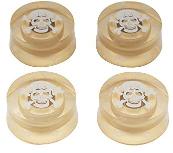 Musiclily Metrisch Gitarre Knöpfe Potiknöpfe Speed Knobs Volume Tone Potikopf für Epiphone Les Paul SG Import E-Gitarre,Gold mit Weiß Skull(4 Stück)