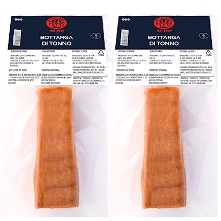 Bottarga di Tonno Su Tianu Sardu 250g GARANTITI - 2 confezioni da 100/150g - Lavorata a mano in Sardegna - Uova di tonno salate e essiccate - Produzione artigianale sarda certificata kosher