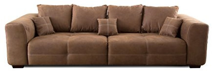 Cavadore Big Sofa Mavericco / XXL Sofa im modernen Design / Inklusive Rückenkissen und Zierkissen / 287 x 69 x 108 cm (BxHxT) / Mikrofaser Braun