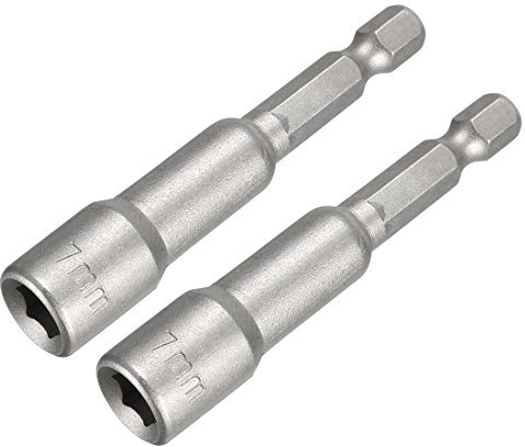 Sourcingmap 2 Pcs 1/4 Quick-Change Hex Shank 7mm Magnetic Nut Setter Driver Drill Bit, 65mm Length, Metric