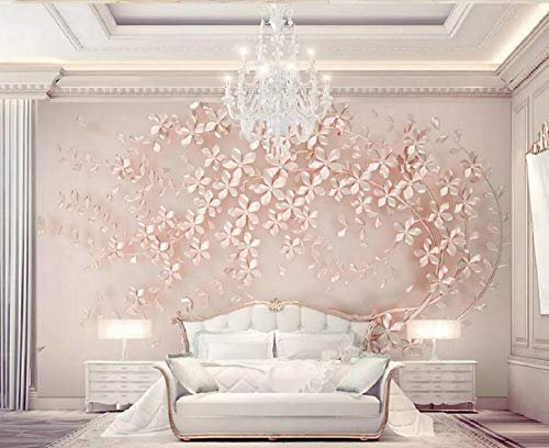 Mural Wallpaper Rose Gold Flower Wallpaper 3D Murals for Bedroom Wallpaper Living Room Art Deco,300cmX210cm