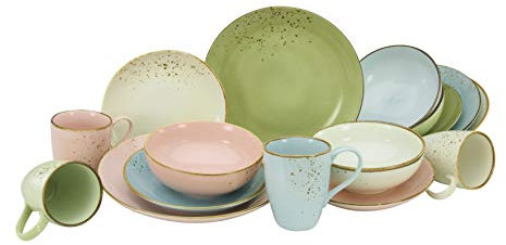 CreaTable, 20450, série Nature Collection PASTELL, service de table, service combiné 16 pièces, Pastel