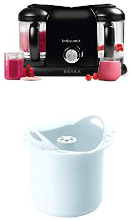 BÉABA Babycook Duo, Robot Bébé 4 en 1 Mixeur-cuiseur, Noir + Panier de Cuisson Féculents pour Babycook Solo et Duo