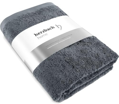 herzbach home Asciugamano da sauna di lusso 80 x 200 cm (antracite) - Grande, morbido & asciugamano assorbente per sauna - 100% cotone naturale