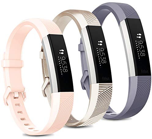 Ersatzbänder kompatibel mit Fitbit Alta/Fitbit Alta HR, verstellbares Ersatzarmband aus weichem Silikon, Sportbänder für Damen und Herren, 3 Stück
