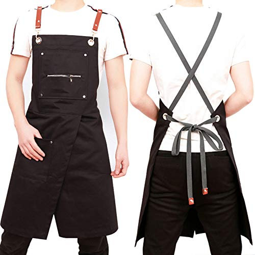 Delantal - Pierna Partida, Ajustable Para Hombres, Mujeres, Peluquero Profesional, Tatuaje, Estilista, Barista, Barman, Delantales De Servidor,Black b