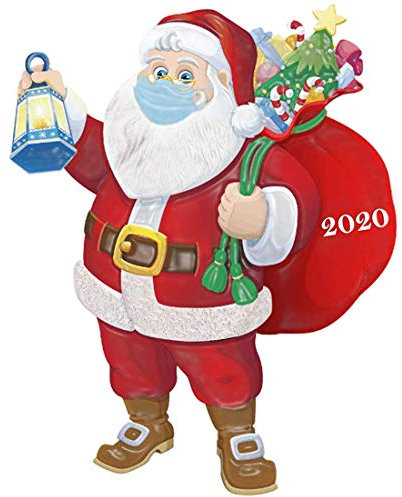 BesDirect 2020 Weihnachtsschmuck Weihnachtsmann mit Gesichtsbedeckung, Weihnachtsbaum Weihnachtsharz hängenden Anhänger, personalisierte Familiendekorationen Heiligabend Familie (A)