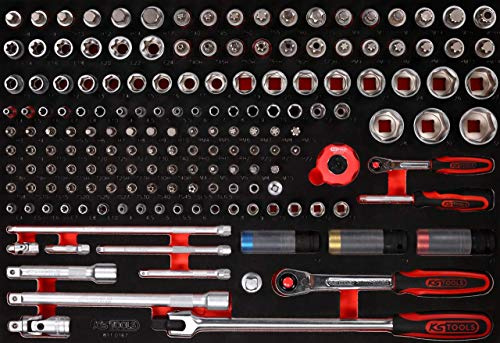 KS Tools 811.0167 1/4'' + 1/2'' Steckschlüssel-Satz in Schaumstoffeinlage, 167-tlg