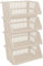 Optimal Products Large 4 Tier Stacking Baskets Storage Veg Rack Plastic Stackers 35 cm Kitchen Fruit Stand Shlef (Cream)