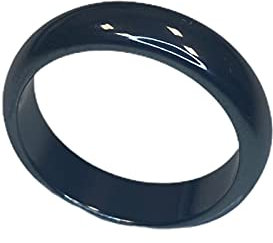 Hämatit Ringkette Halskette Kette mit Hämatit Stein Rund Heilstein für Damen und Herren Poliert mit Lederband (Rund)
