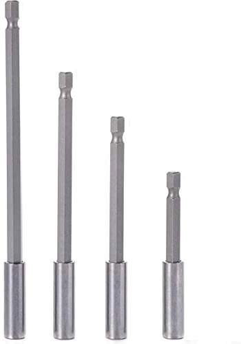 YUET 4 PCS 1/4 Hex 6.35mm Extend Shank Magnetic Screwdrivers Bit Extension Holder Socket Shockwave Impact Quick Change Release Bar for Screws, Nuts, Drill or Handheld Driver (2.3, 3, 4, 6)