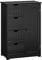 COSTWAY Bathroom Floor Cabinet, Wooden Free Standing Storage Cupboard with 3/4 Drawers, Adjustable Shelf and Door, Home Kitchen Living Room Hallway Organiser Unit (Black, 4 Drawers)