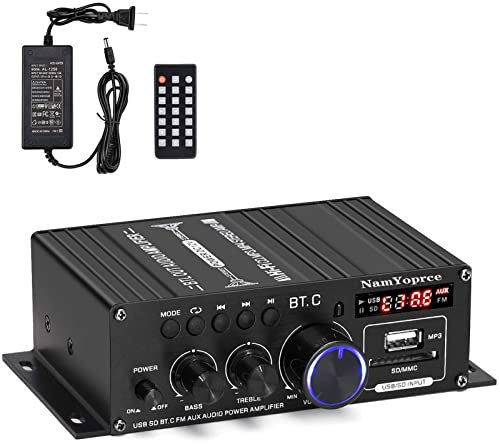 Bluetooth Verstärker HiFi Stereo Amplifier Max 800W- 2 Kanal Mini Audio Verstärker 40WX2 Class D Verstaerker Digital Endstufe mit Bass Treble Tuner für PC Heimkino 12V