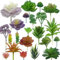 Woohome 34 Pz Piante Succulente Artificiali, 24 Pz Multicolore Decorative Succulente Piante Artificiali Uncotted Faux Flower Succulente e 10 PCS Simulazione Coccinella per Parete DIY Home Decor