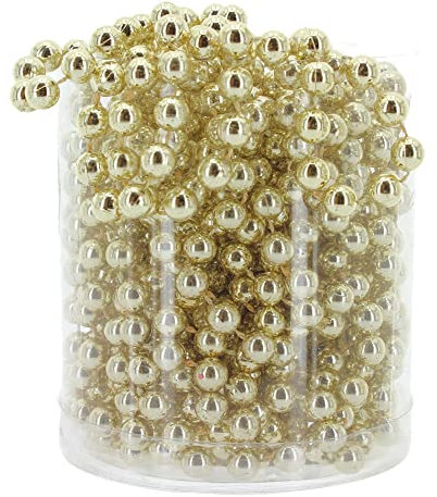 MIJOMA Perlengirlande – Elegante Perlenband, Perlenkette & Dekorative Perlenschnur | Stilvolle Tischdekoration, Weihnachten, Advent, Hochzeit | 8mm Deko-Perlen, 8 Meter (Champagner)