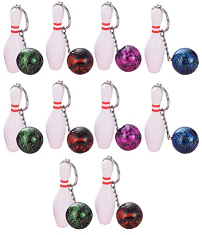 Mini-Bowlingkegel-Schlüsselanhänger – 10 Stück als Team-Giveaways, Sport-Souvenirs oder Geschenke für Athleten (Farben zufällig)