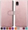 SUANPOT Cover per iPhone XR 6,1 pollici Blocco RFID Portafoglio Slot CarteSupporto Cellulare Magnetica custodia Pelle Sintetica Cover per apple XR Oro Rosa