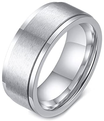 Epinki 8mm Anxiety Ring, Spinner Ringe Anti Stress Edelstahl Fidget Ring Stressabbau Hochzeit Versprechen Band, Verlobungsring Eheringe Freundschaftsringe, Gr.54-70