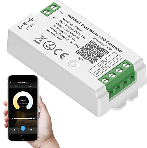 SEZO C02W CCT WiFi Bluetooth LED Controller Gruppensteuerung Kompatibel mit Alexa Google Home/Tuya Smart Life APP Steuerung Arbeit With LM091 LM096 LM007 WR02RF Remote DC12-24V