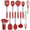 Homikit Lot de 10 ustensiles de cuisine en silicone avec poignée en acier inoxydable, antiadhésifs, résistants à la chaleur, passent au lave-vaisselle, rouge