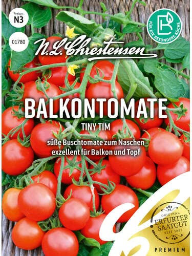Balkontomate Tiny Tim Samen, Packungsgröße N3, Portion Saatgut