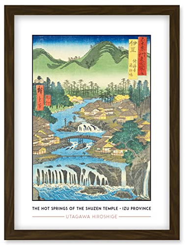 Wee Blue Coo The Hot Springs of the Shuzen Temple Izu Province Utagawa Hiroshige Japanese Woodblock Classic Collection Artwork Framed Wall Art Print A4