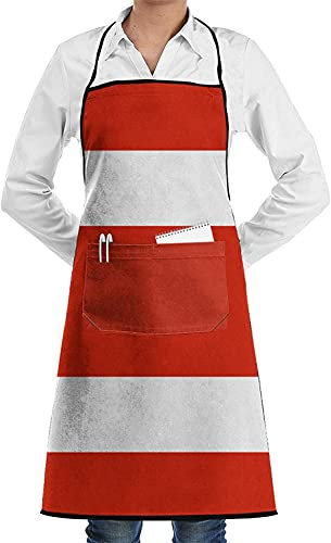 Österreichische Flagge mit Tasche, stilvolle, verstellbare Schürze, maschinenwaschbares Lätzchen für Frauen, Männer, Küche, Kochen