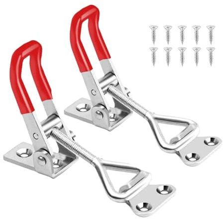 Toggle clamp,Toggle Latch,Box Closure Tension Lock,Latch Adjustable Toggle Latch Quick Release Toggle Catch Latch for Tool Boxes Trunk Cases (Silver 2pcs)